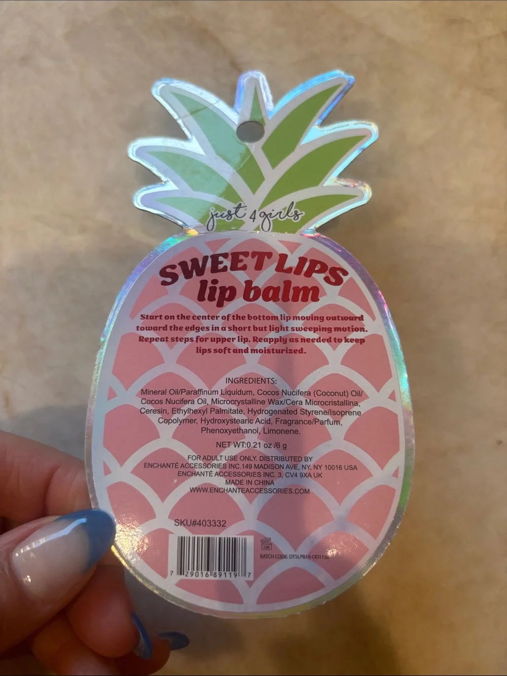 Pineapple Lip Balm - White & Yellow with Green Top